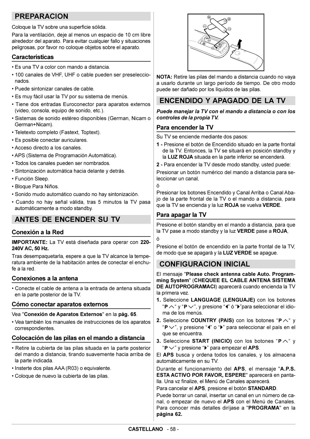 JVC AV29BF10EPS manual Preparacion, Antes DE Encender SU TV, Encendido Y Apagado DE LA TV, Configuracion Inicial 