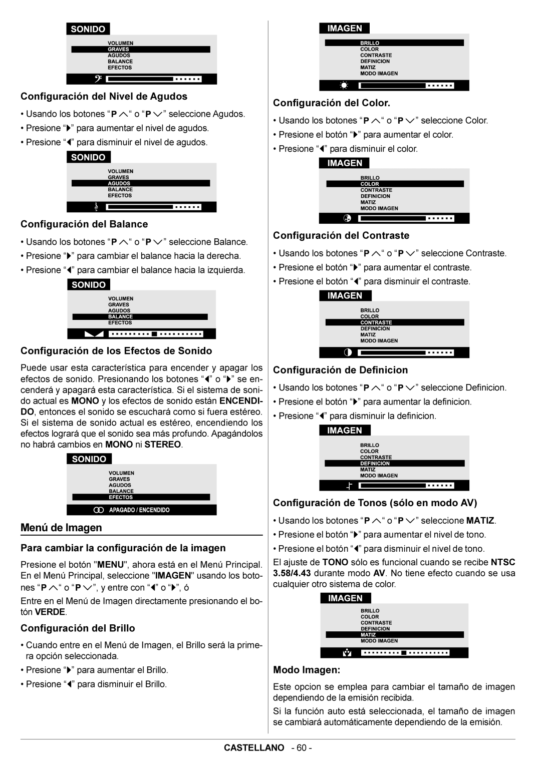 JVC AV29BF10EPS manual Menú de Imagen 