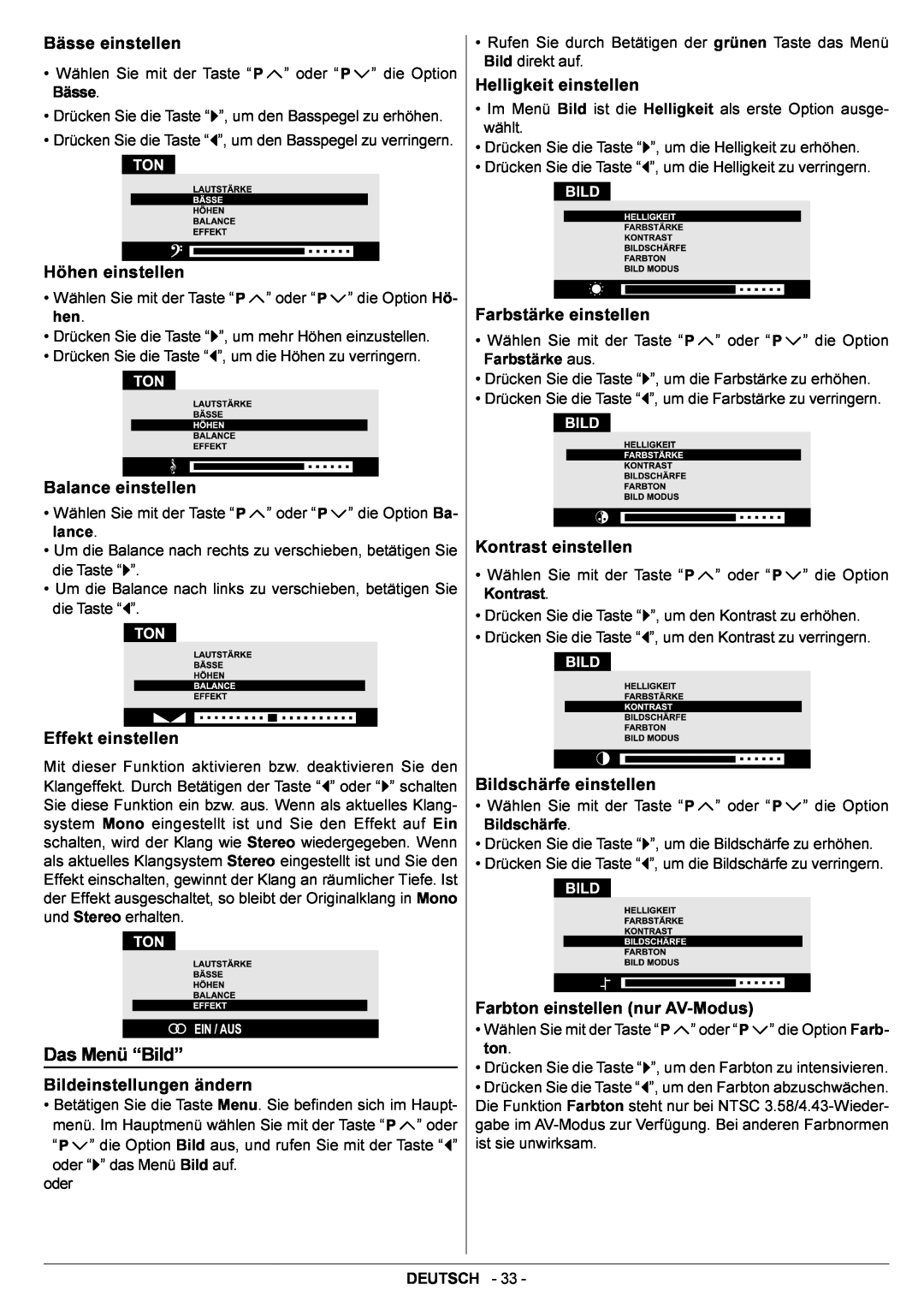 JVC AV29BF10EPS manual Das Menü “Bild” 