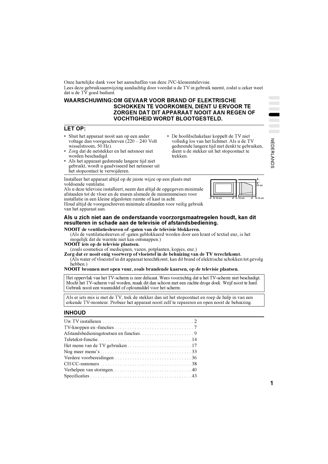 JVC AV28X25EU, AV32X25EU, AV28H20EU, AV32H20EU manual Inhoud 