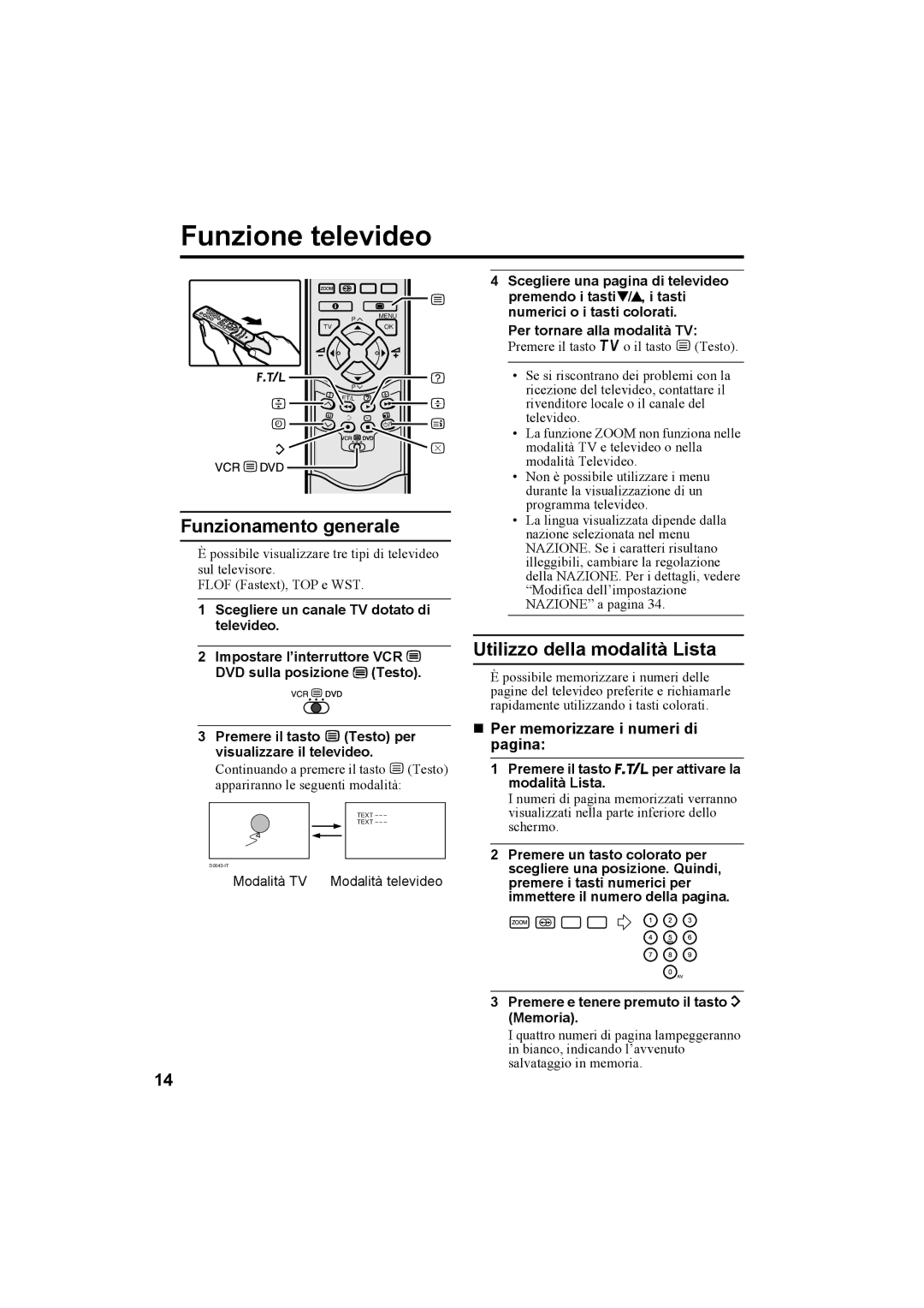 JVC AV28H20EU, AV32X25EU, AV28X25EU, AV32H20EU Funzione televideo, Funzionamento generale, Utilizzo della modalità Lista 