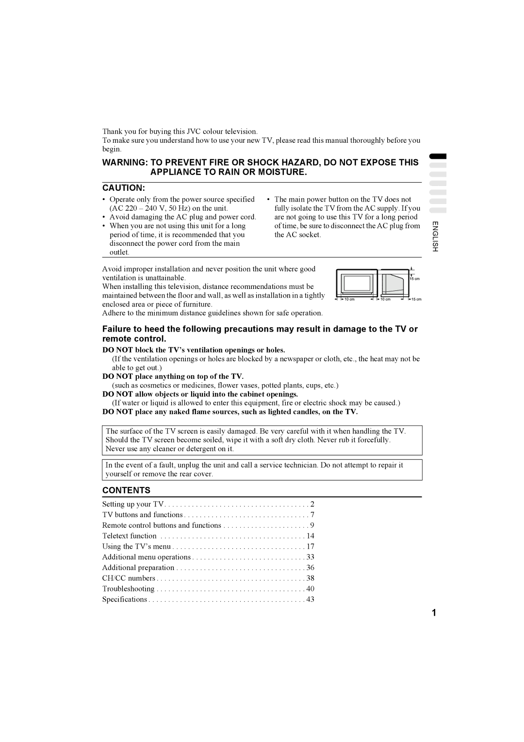 JVC AV32H20EU, AV32X25EU, AV28X25EU, AV28H20EU manual Contents 