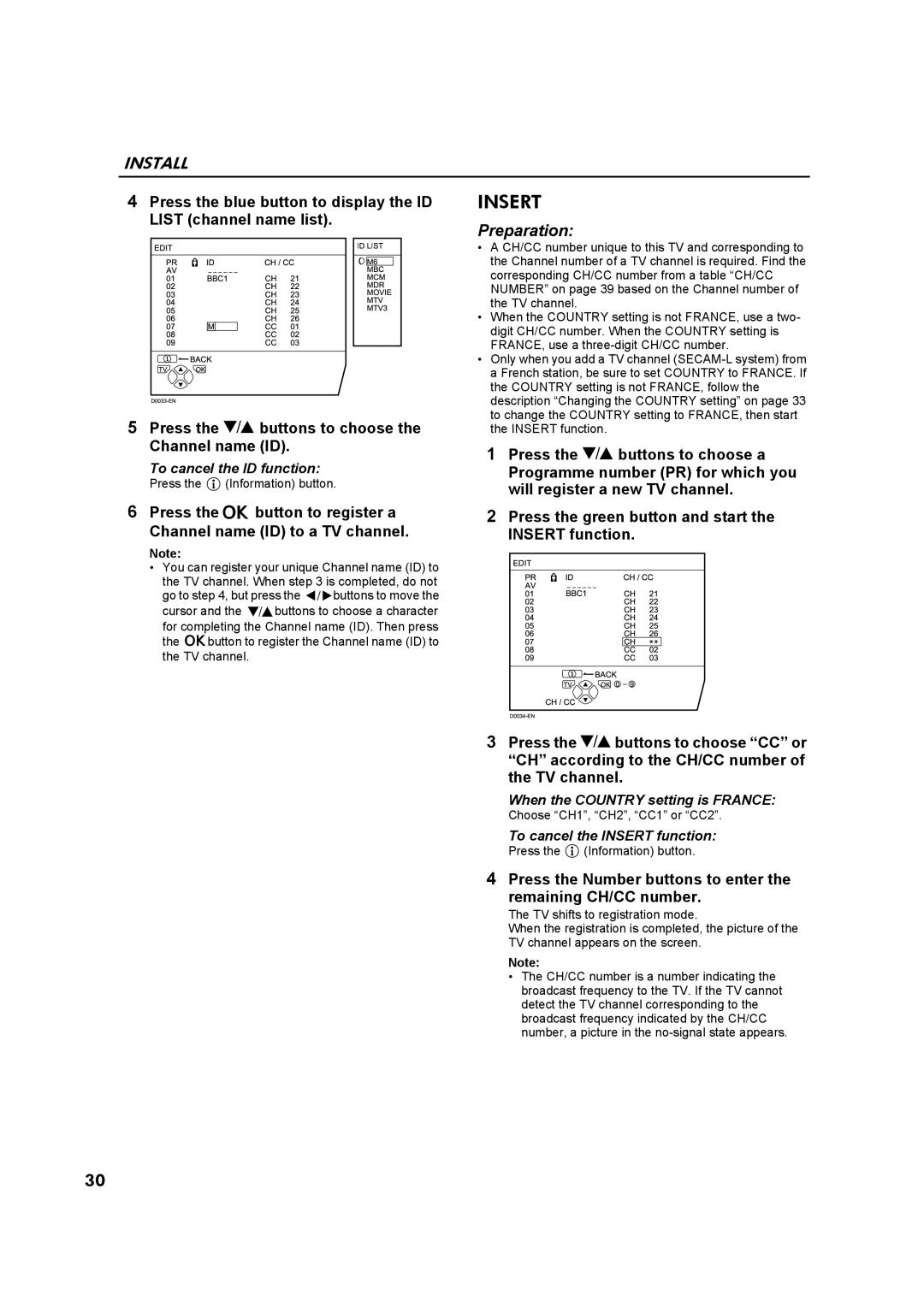 JVC AV32Z10EU manual PRAV1 IBBC1 D, Ch/ Tvc C, D0034-EN 