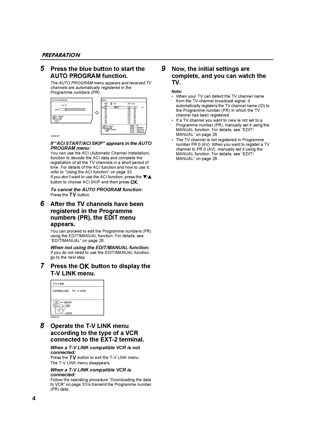 JVC AV32Z10EU manual 20%, If ACI START/ACI Skip appears in the Auto, Program menu, To cancel the Auto Program function 