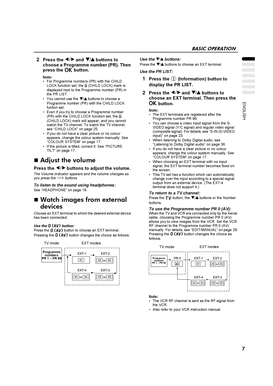 JVC AV32Z10EU manual Adjust the volume, Watch images from external Devices, Press the 5 buttons to adjust the volume 