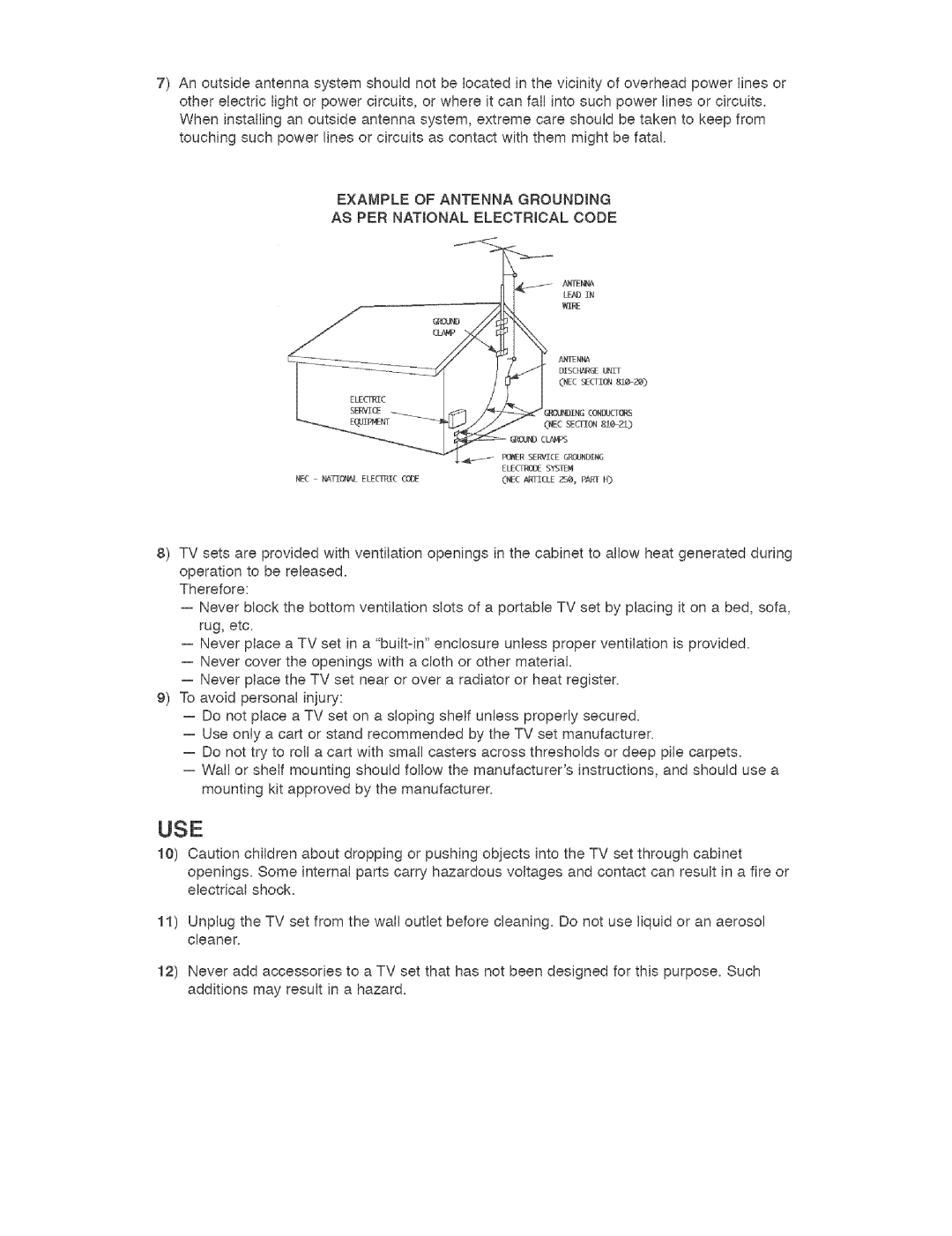 JVC AVO48WP30, AVO56WF30 manual Example of Antenna Grounding AS PER National Electrical Code 