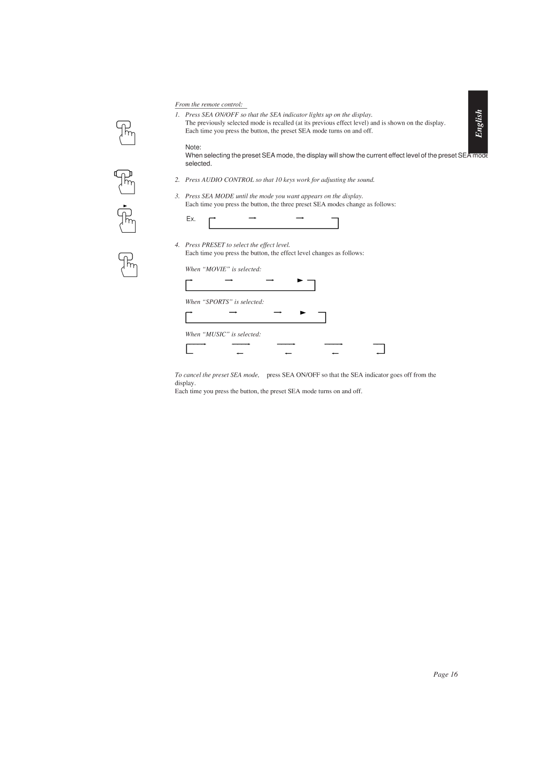 JVC AX-V55BK manual Press Preset to select the effect level 