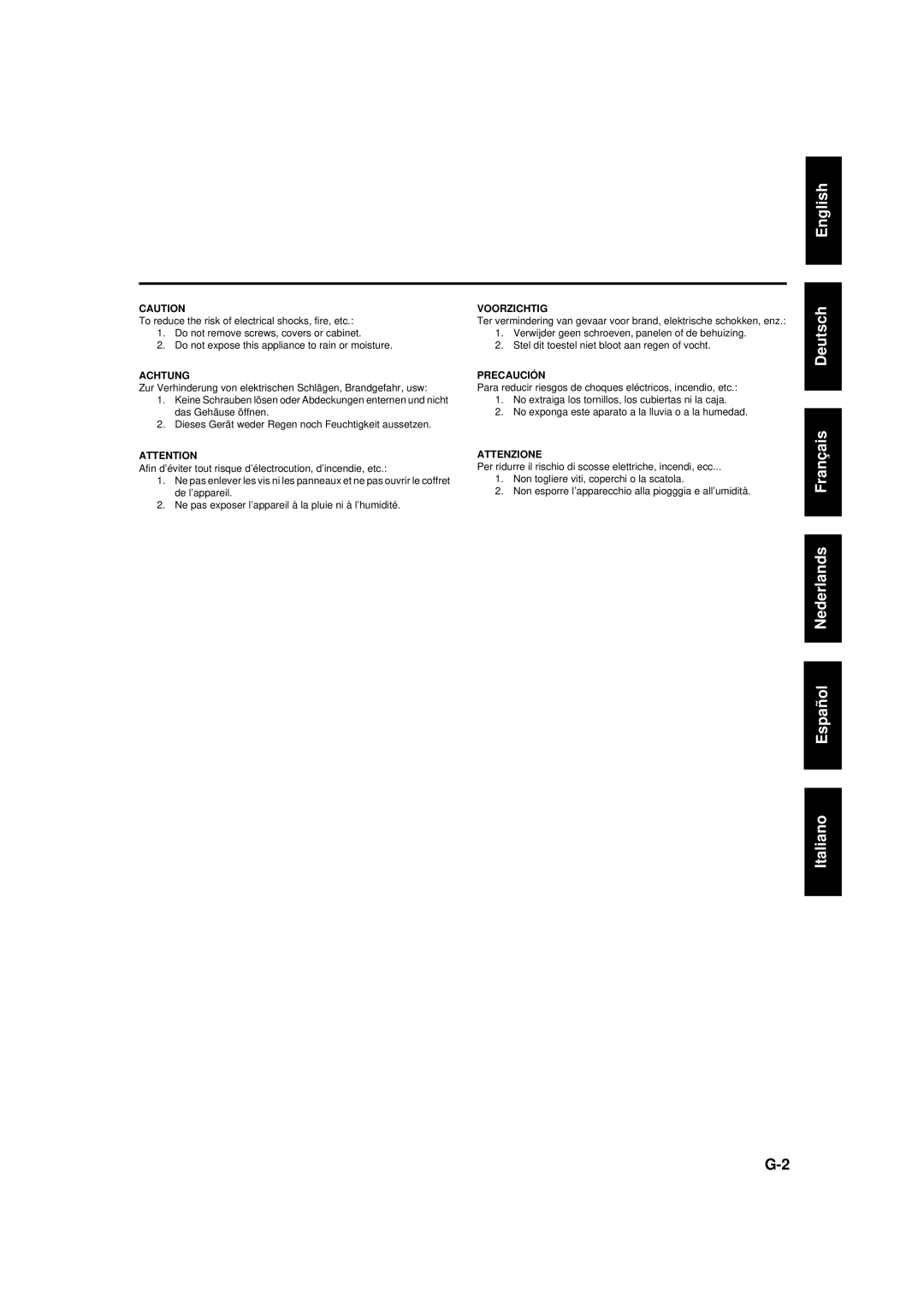 JVC AX-V5BK manual English Deutsch Français Nederlands Español Italiano 