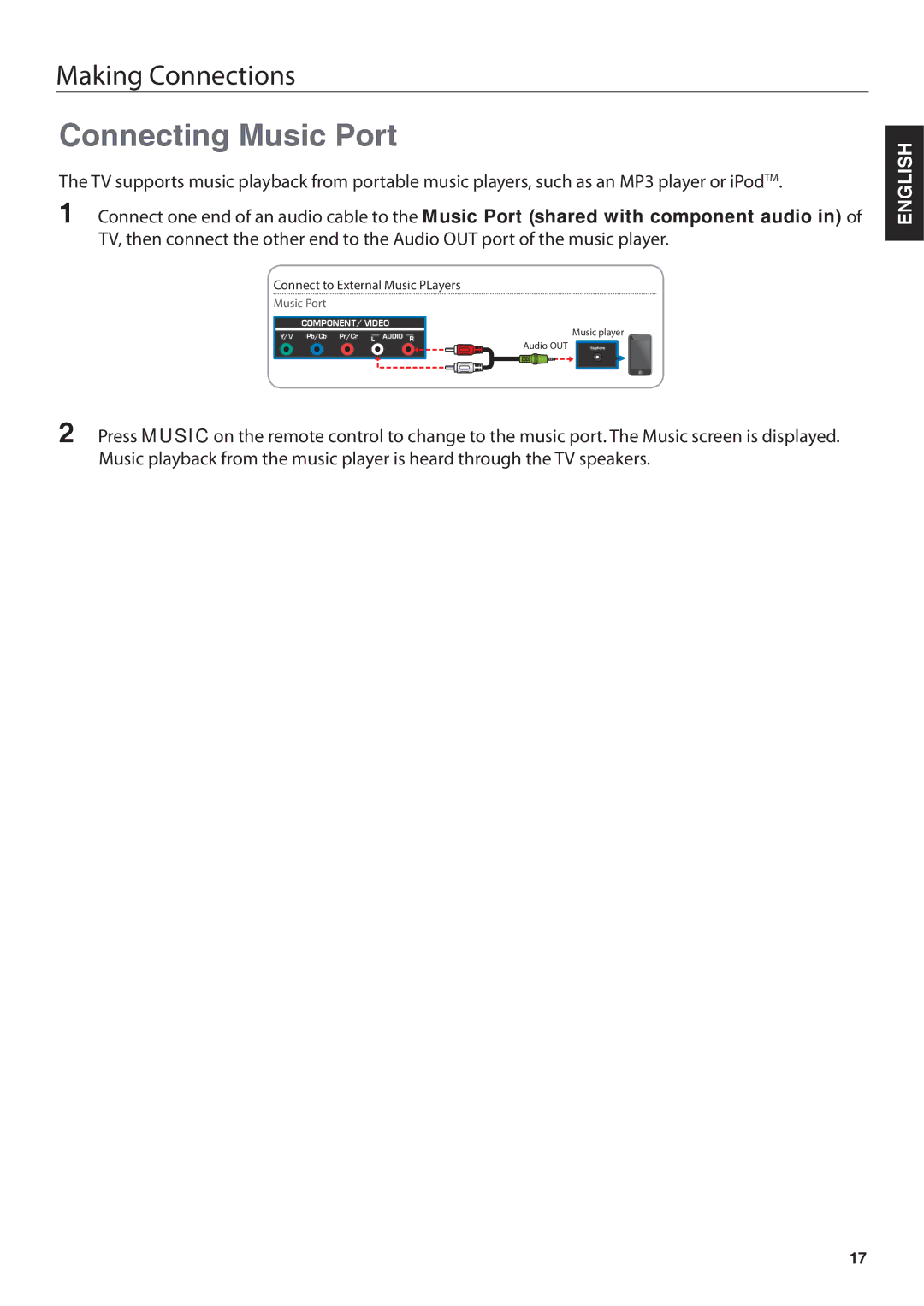 JVC BC50R user manual Connecting Music Port 