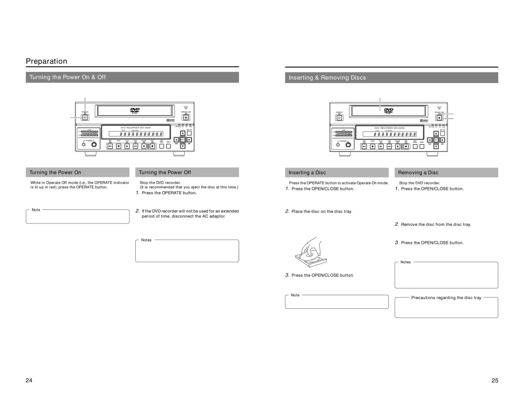 JVC BD-X200U manual Turning the Power On & Off Inserting & Removing Discs, Removing a Disc 