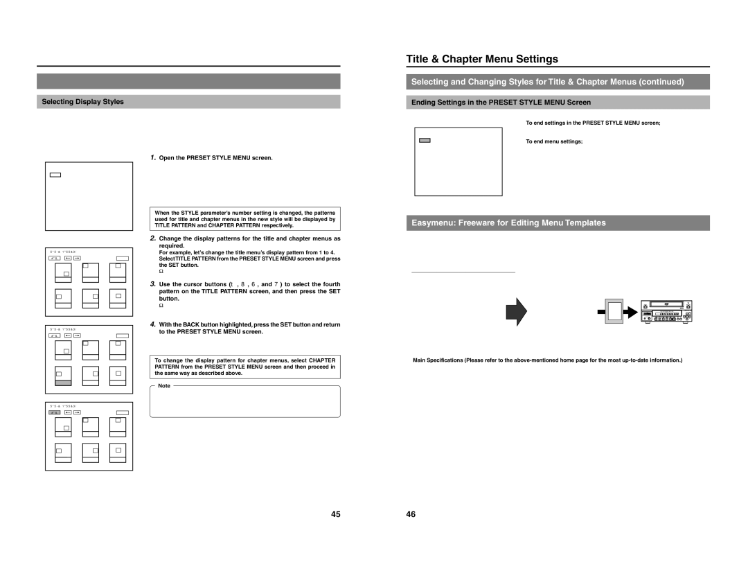 JVC BD-X200U manual Easymenu Freeware for Editing Menu Templates, Selecting Display Styles 