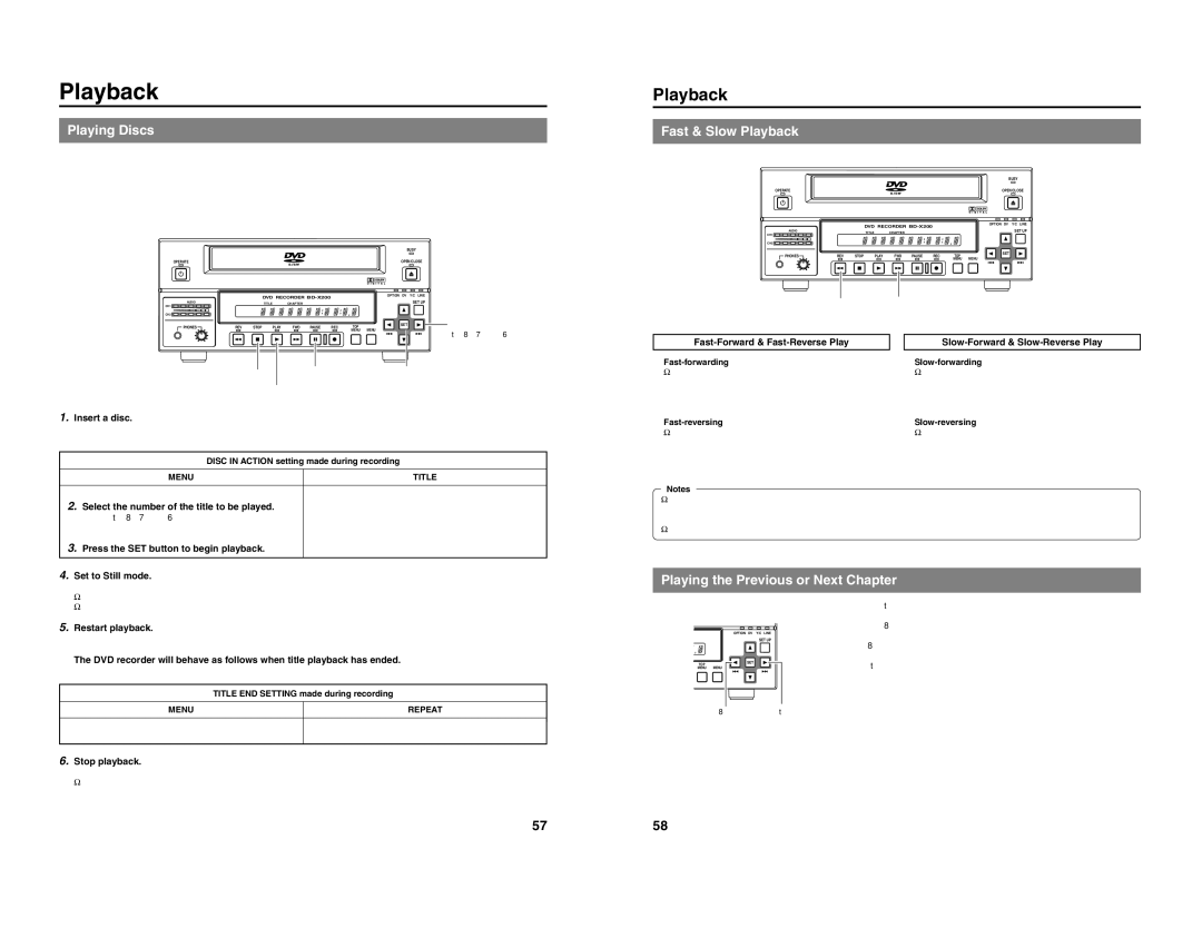 JVC BD-X200U manual Playing Discs, Fast & Slow Playback, Playing the Previous or Next Chapter 