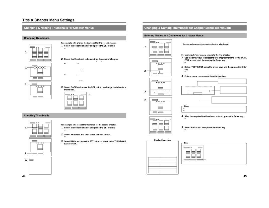 JVC BD-X201M manual Title & Chapter Menu Settings, Changing & Naming Thumbnails for Chapter Menus, Checking Thumbnails 