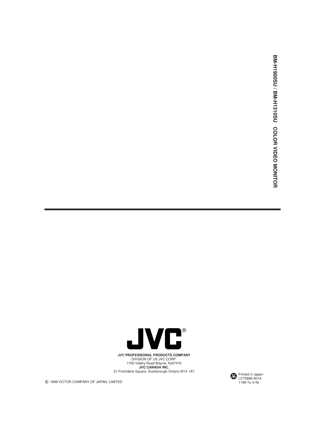 JVC manual BM-H1900SU / BM-H1310SU Color Video Monitor 