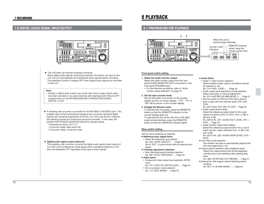 JVC BR-D95U specifications Digital Audio Signal INPUT/OUTPUT, Preparation for Playback 