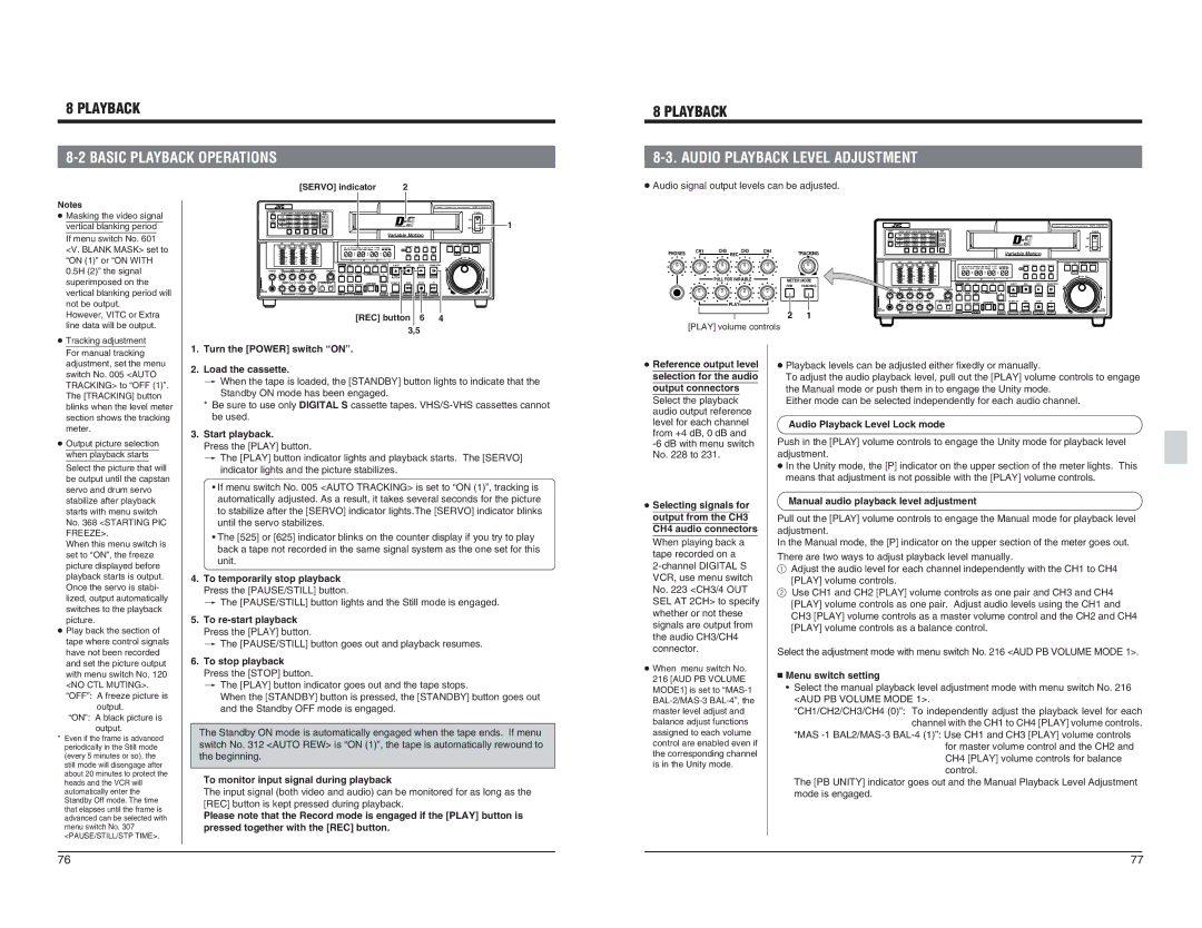 JVC BR-D95U Basic Playback Operations, Audio Playback Level Adjustment, Start playback, Audio Playback Level Lock mode 