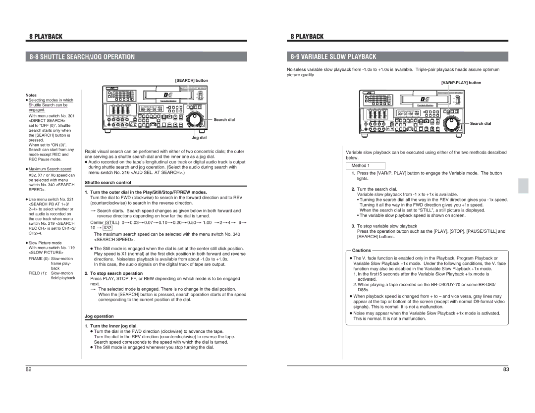 JVC BR-D95U specifications Shuttle SEARCH/JOG Operation, Variable Slow Playback, To stop search operation 