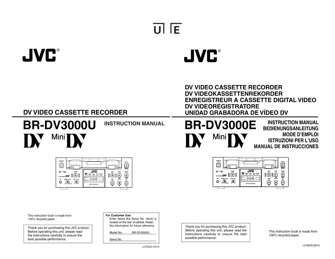 JVC BR-DV3000U instruction manual 