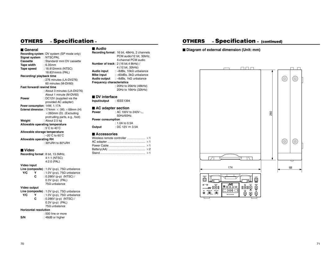 JVC BR-DV3000U instruction manual  Diagram of external dimension Unit mm 