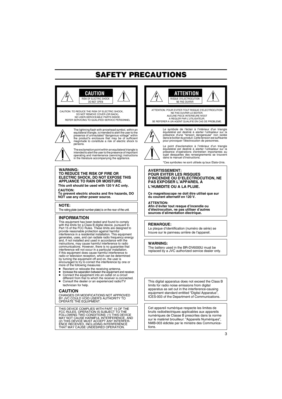 JVC BR-DV6000U instruction manual Remarque, Reorient or relocate the receiving antenna 