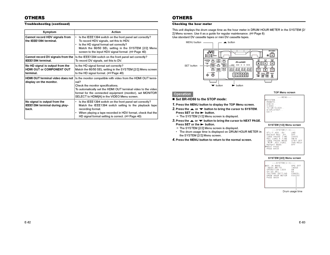 JVC manual „ Set BR-HD50 to the Stop mode 