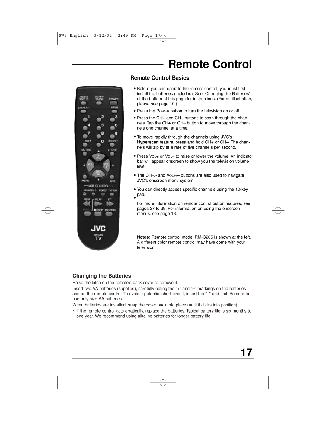 JVC C-13310, C-13311, C-20310, AV-20321 manual Remote Control Basics 