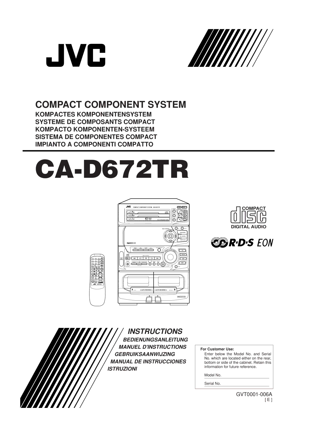 JVC CA-D672TR manual 