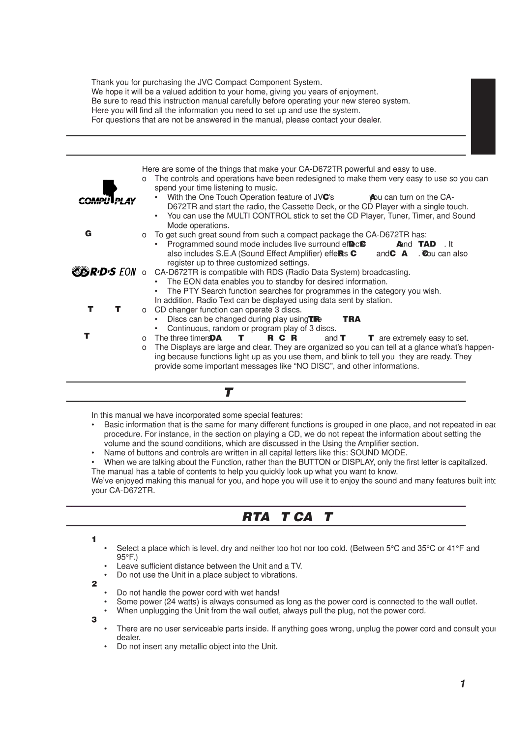 JVC CA-D672TR manual Features, How This Manual Is Organized 