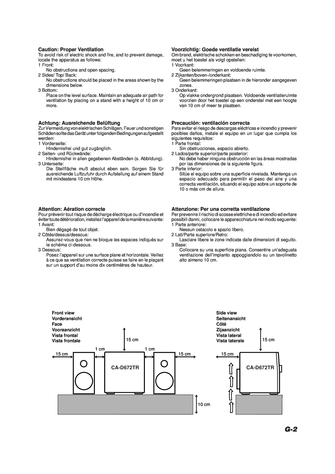 JVC CA-D672TR manual Caution: Proper Ventilation, Voorzichtig: Goede ventilatie vereist, Achtung: Ausreichende Belüftung 