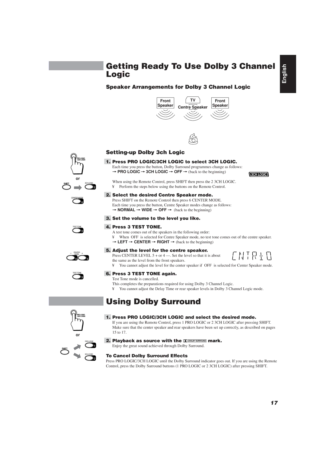 JVC CA-D752TR manual Getting Ready To Use Dolby 3 Channel, Using Dolby Surround, Setting-up Dolby 3ch Logic 