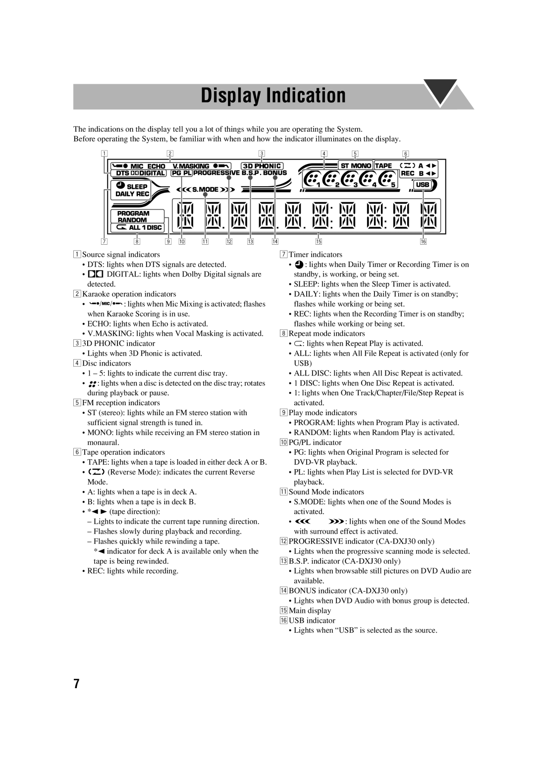 JVC CA-DXJ35 manual With surround effect is activated 