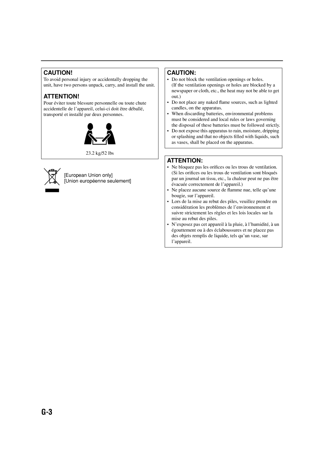 JVC CA-DXJ36 manual European Union only Union européenne seulement 