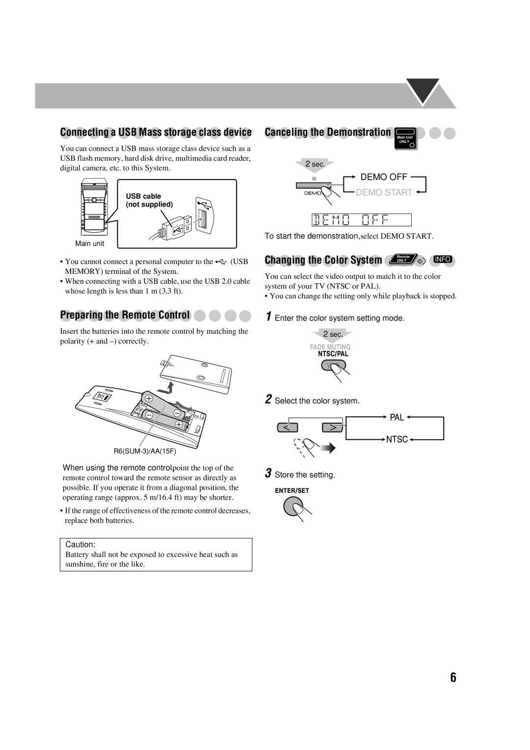 JVC CA-DXJ36 manual Canceling the Demonstration, Select the color system Store the setting 