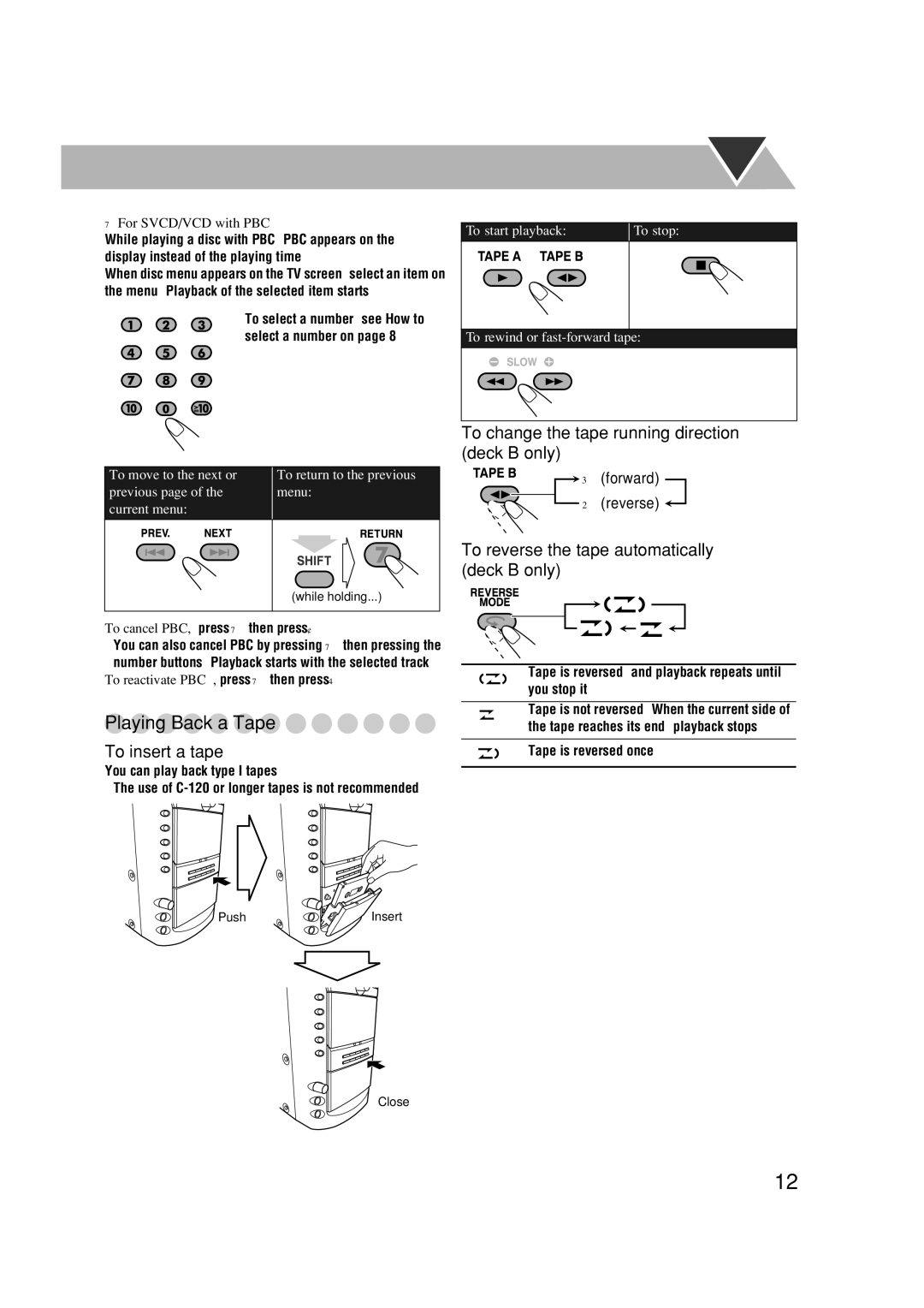 JVC CA-DXJ36 manual Push Insert Close 