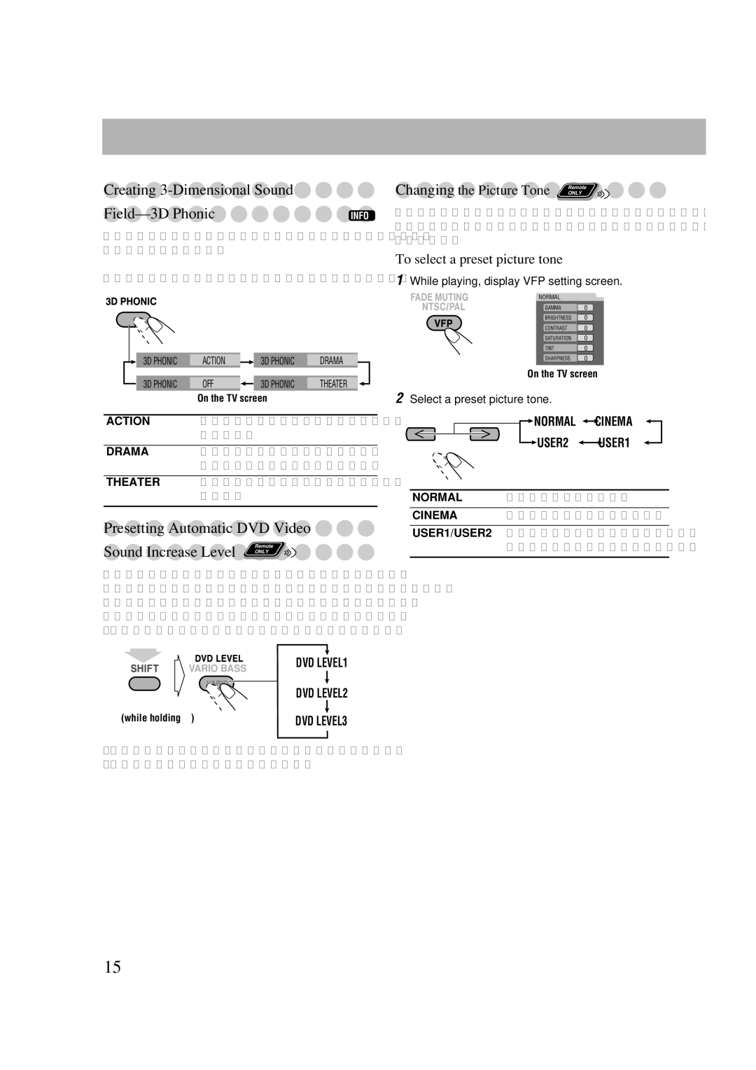 JVC CA-DXJ36 manual Creating 3-Dimensional Sound Field-3D Phonic, Presetting Automatic DVD Video 