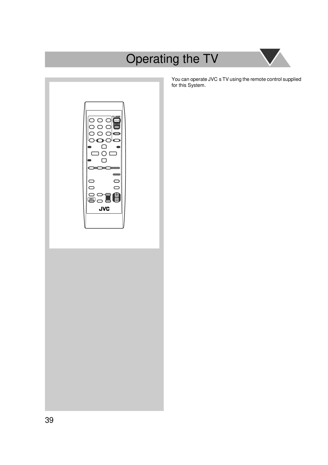 JVC CA-DXJ36 manual Operating the TV, Video 