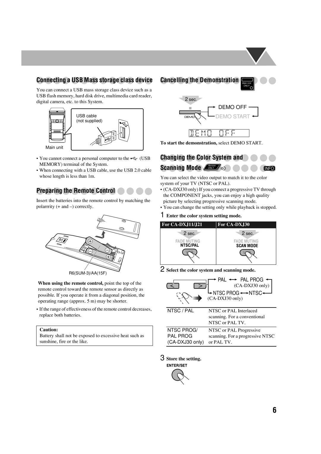 JVC CA-DXJ36 manual For CA-DXJ11/J21 For CA-DXJ30 