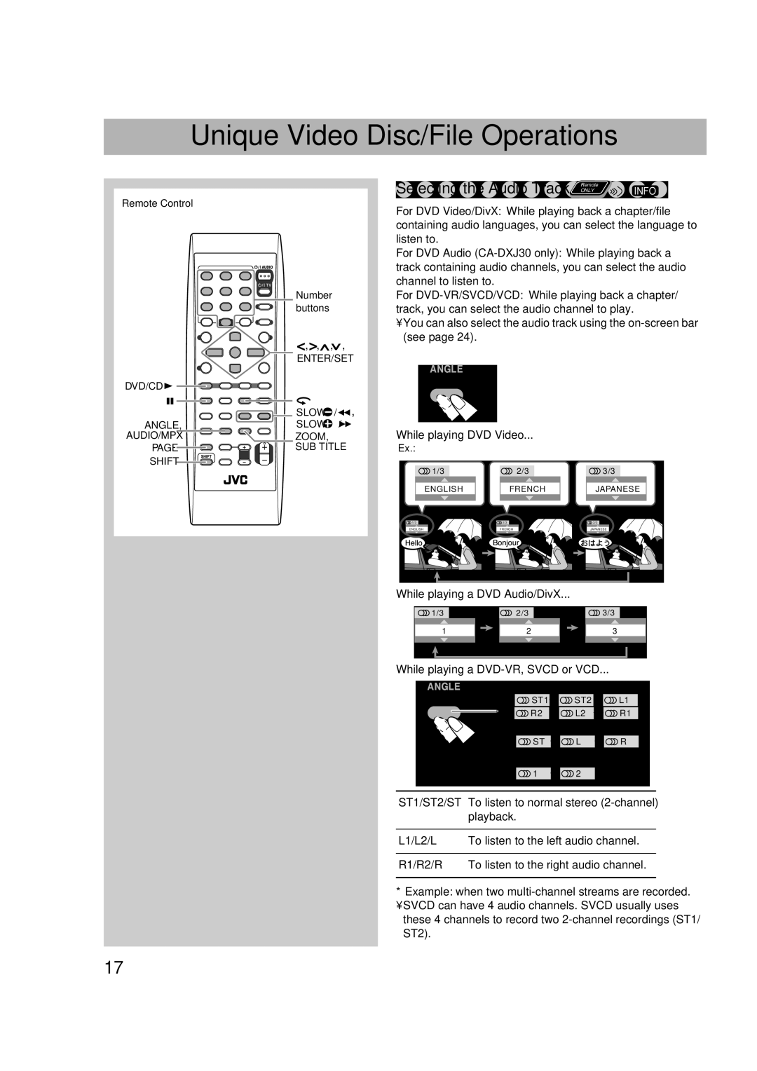 JVC CA-DXJ36 manual AUDIO/MPX Zoom SUB Title 