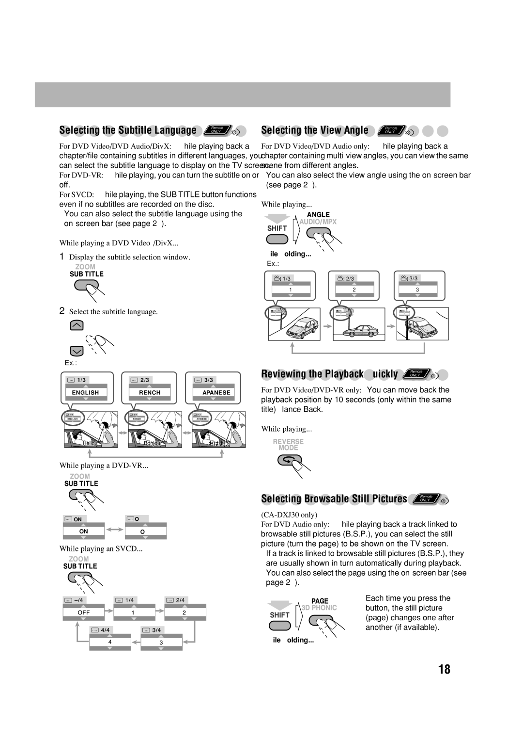 JVC CA-DXJ36 manual Selecting the View Angle, CA-DXJ30 only 