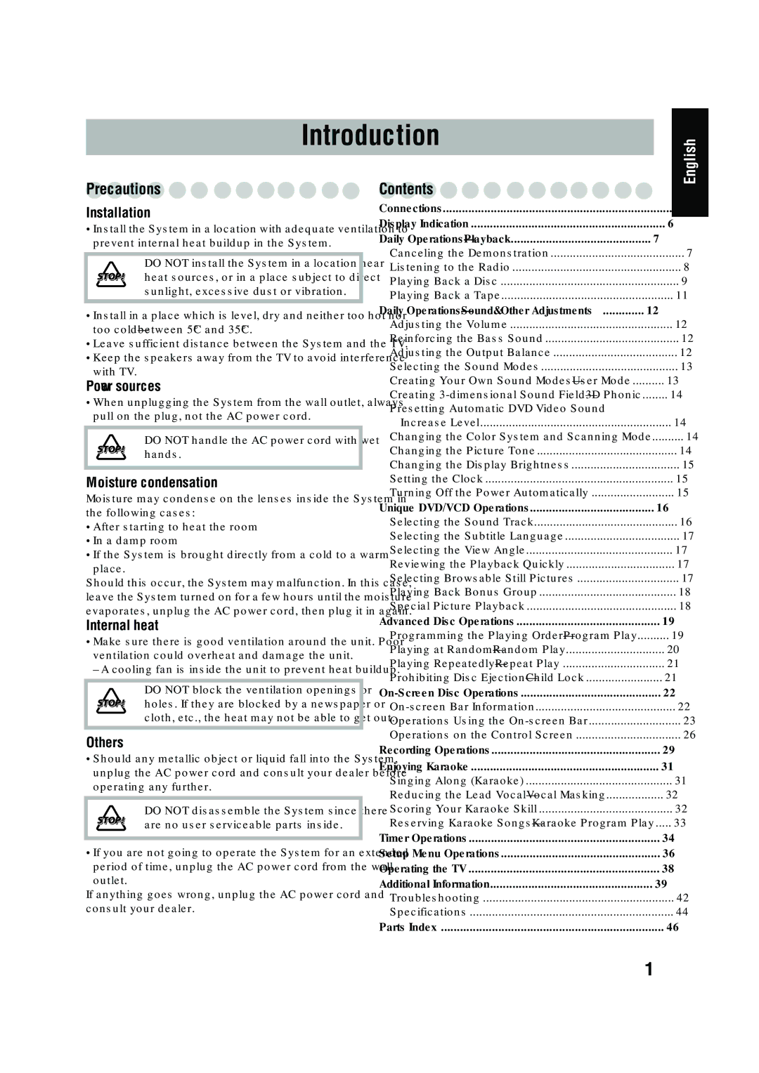 JVC CA-DXT7, CA-DXT9 manual Introduction, Contents 