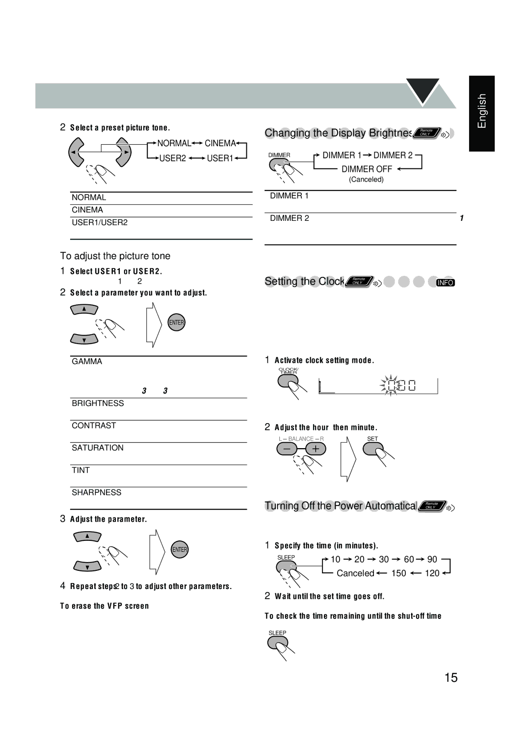 JVC CA-DXT9, CA-DXT7 manual Setting the Clock 