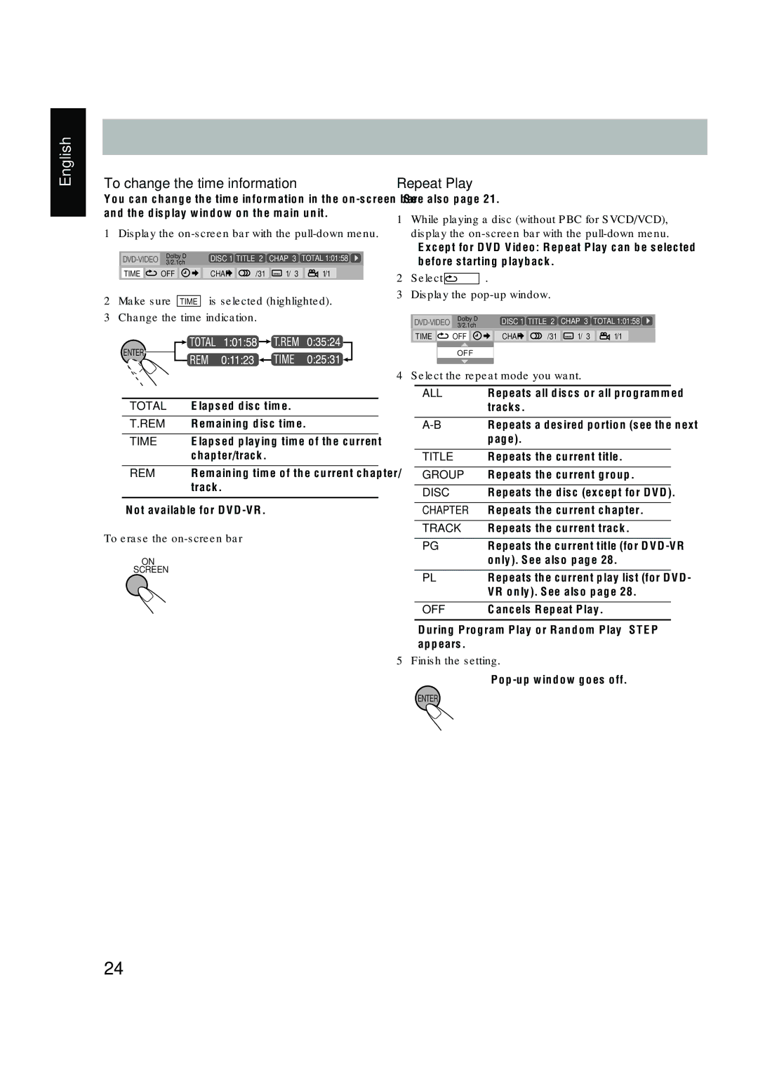 JVC CA-DXT7, CA-DXT9 manual To change the time information 