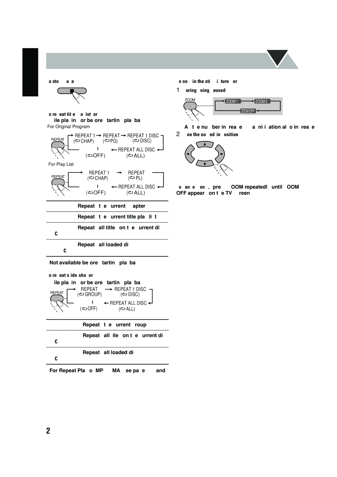 JVC CA-DXT7, CA-DXT9 manual Repeat 