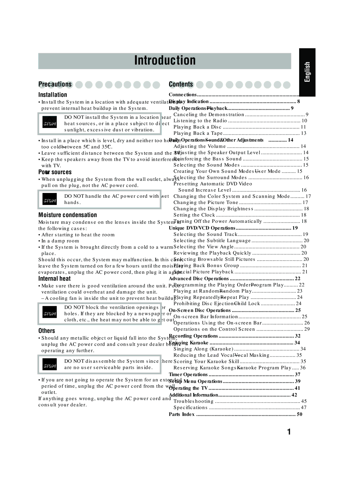 JVC CA-DXT7, CA-DXT9 manual Introduction, Precautions 