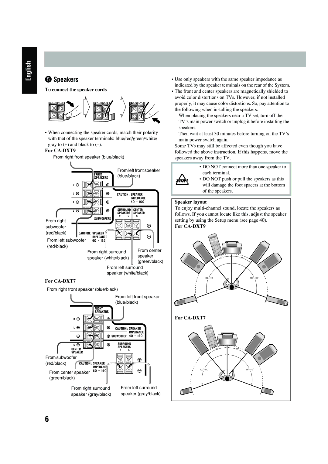 JVC CA-DXT7, CA-DXT9 manual @ Speakers 