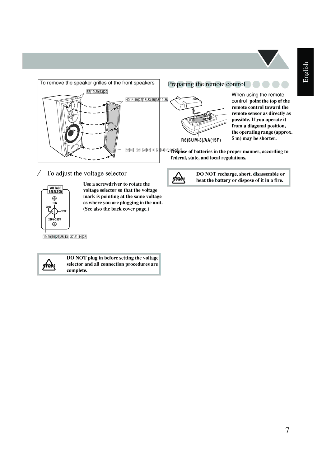 JVC CA-DXT9, CA-DXT7 manual ¤ To adjust the voltage selector 