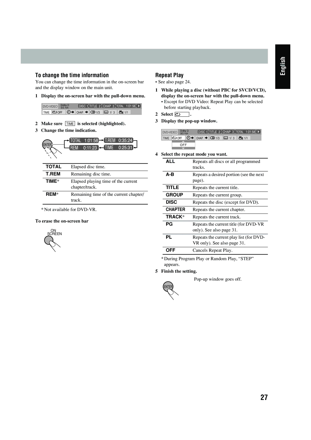 JVC CA-DXT9, CA-DXT7 manual To change the time information 