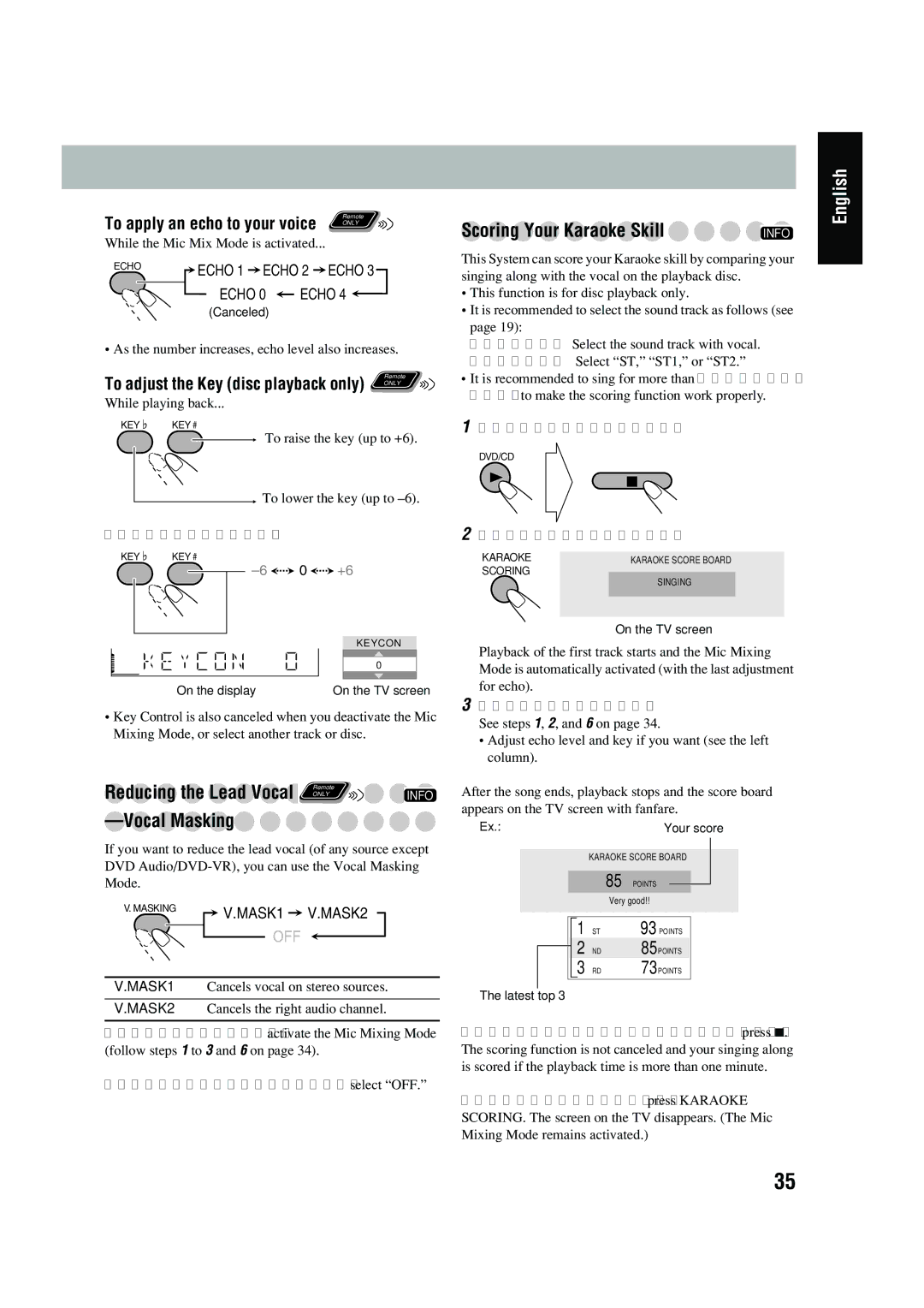 JVC CA-DXT9, CA-DXT7 manual Scoring Your Karaoke Skill 