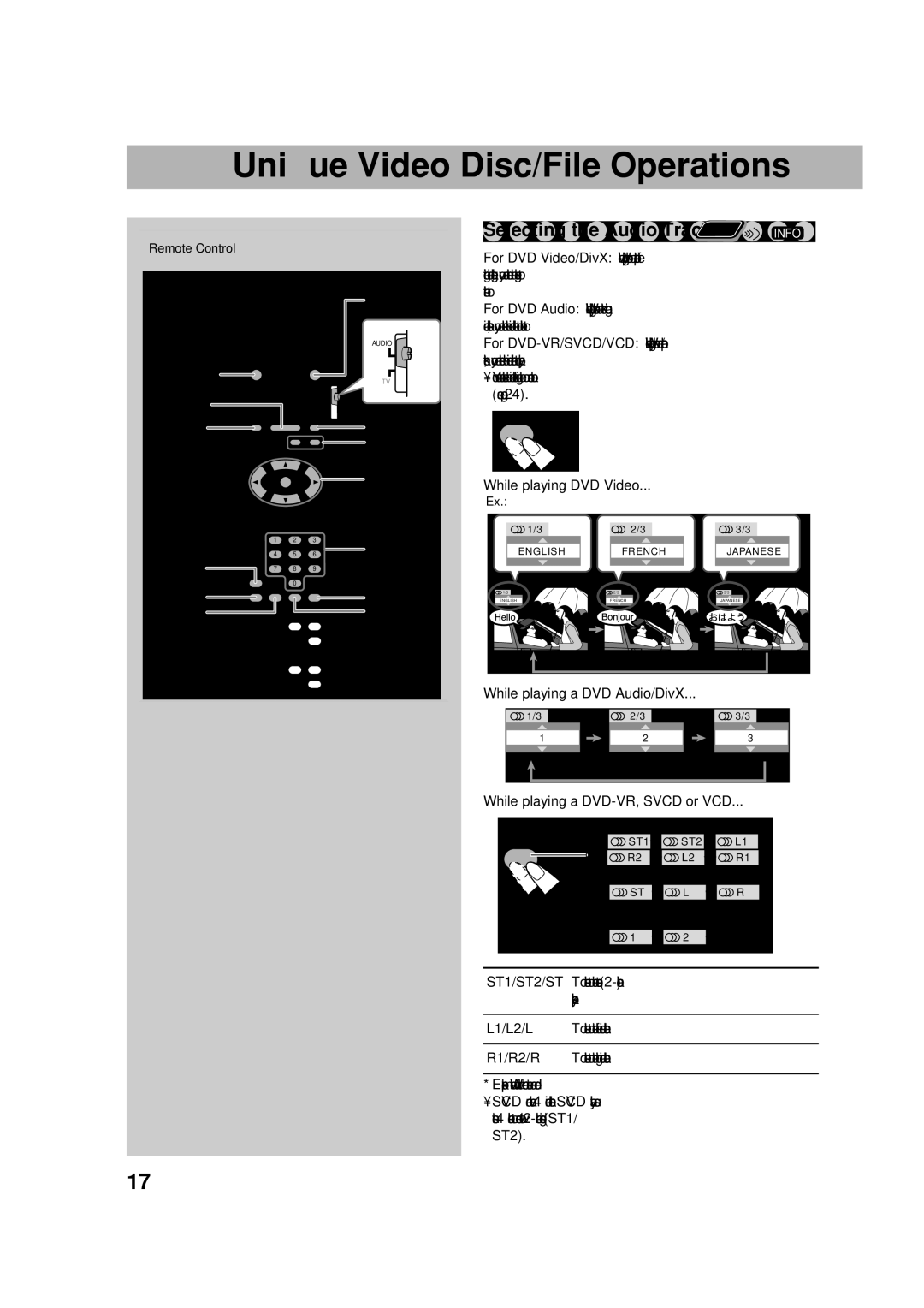 JVC CA-DXU10, CA-DXU8 manual Unique Video Disc/File Operations, While playing DVD Video 