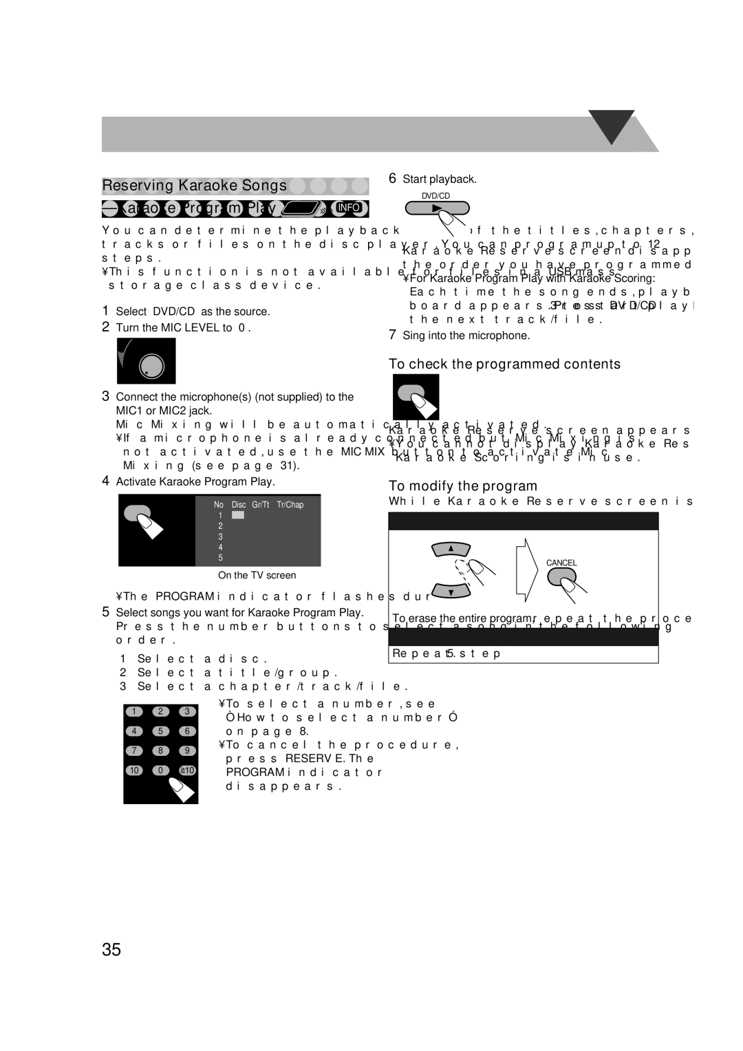 JVC CA-DXU10, CA-DXU8 manual Reserving Karaoke Songs, Karaoke Program Play 